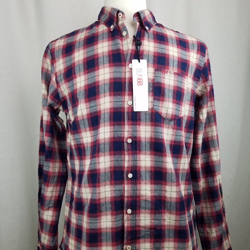 NWT SUN 68 Men's Check / Plaid / Flannel Shirt